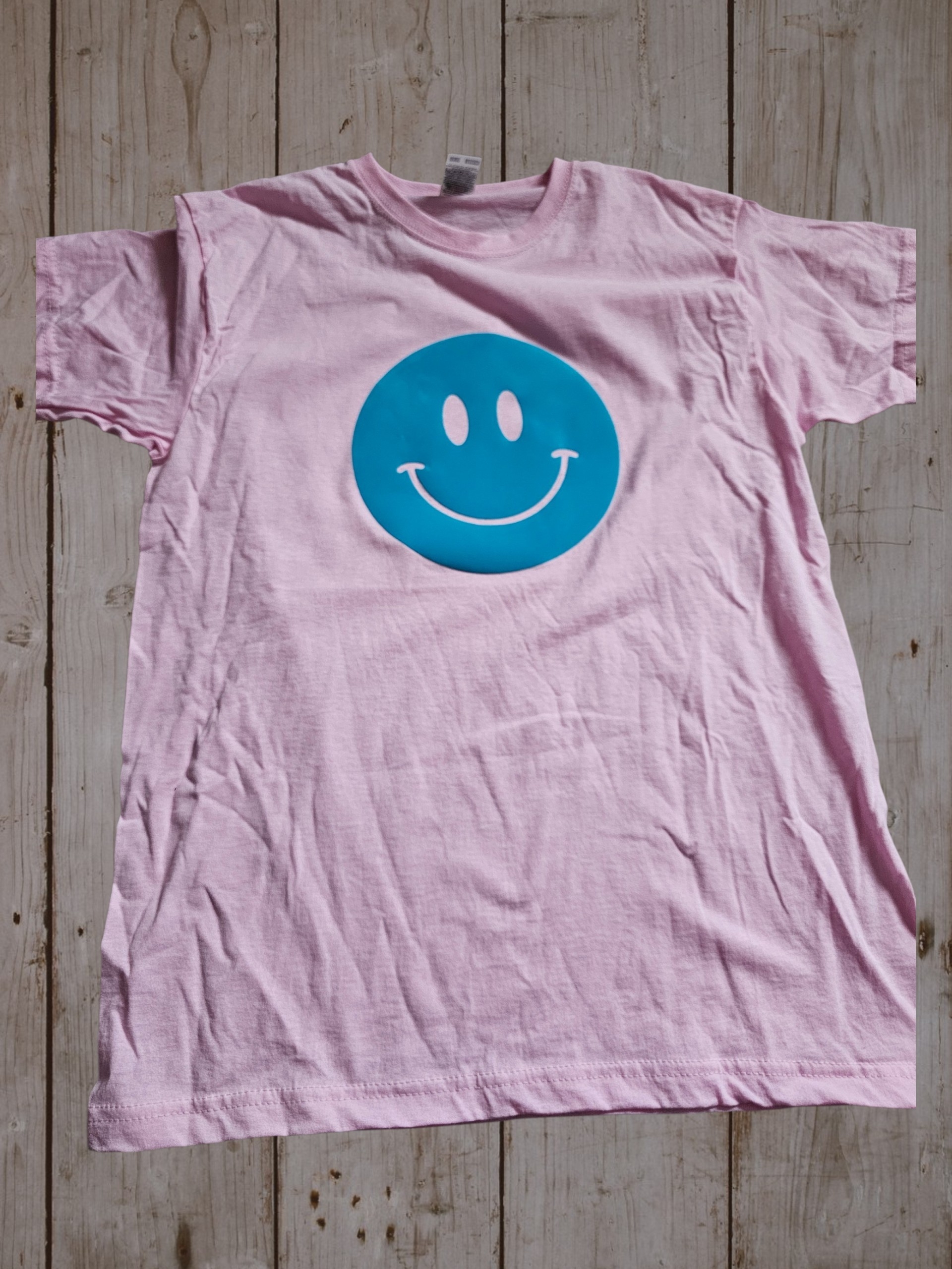 Shirt Smiley blau Flock